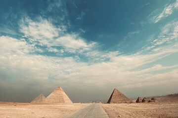 Fototapeta na wymiar Giza pyramid complex near Cairo, Egypt