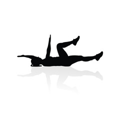 Girl doing daily exercise. Aerobics or yoga pose of a woman silhouette. Sporty and fit young lady vector.