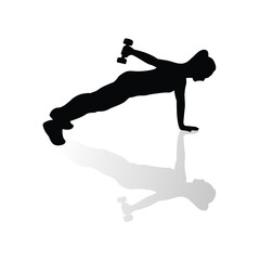 Girl doing daily exercise. Aerobics or yoga pose of a woman silhouette. Sporty and fit young lady vector.