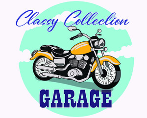 a concept of classic motorcycle for t shirt design illustration in vector