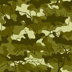 Camouflage with branches. Pattern for clothes. Vector graphics.