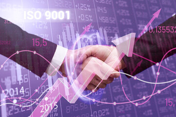 Obraz na płótnie Canvas Business, Technology, Internet and network concept. Financial Graph. Stock Market chart. Forex Investment: ISO 9001