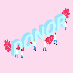 World blood day isometric 3d vector illustration for banner, website, illustration, landing page, template, etc