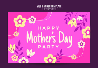 Happy Mother's Day Retro Web Banner for Social Media Poster, banner, space area, and background