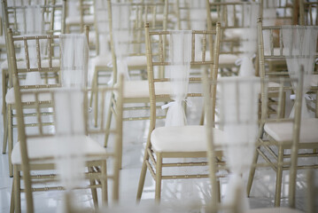 Fototapeta na wymiar wedding chair decoration, event chair
