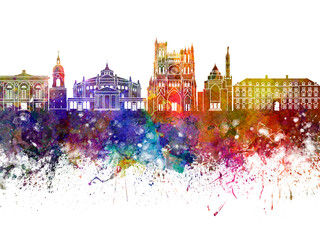 Fototapeta premium Amiens skyline in watercolor background