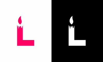 initial letter logo L candle logo design Vector Icon template