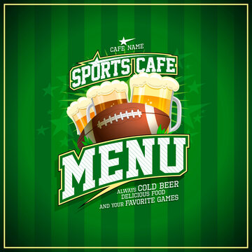 Sports cafe menu card cover design mockup