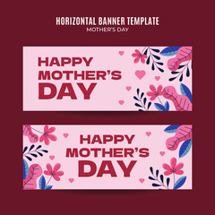 Fototapeta na wymiar Happy Mother's Day Retro Web Banner for Social Media Horizontal Poster, banner, space area, and background