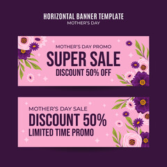Happy Mother's Day Retro Web Banner for Social Media Horizontal Poster, banner, space area, and background