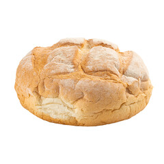 Isolated freshly baked loaf of creamy bread on white background