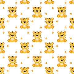 Seamless pattern tiger on white background. vector illustration.