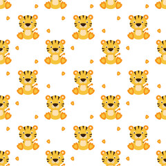 Fototapeta premium Seamless pattern tiger on white background. vector illustration.