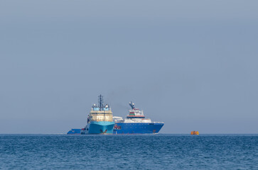 Fototapeta na wymiar OFFSHORE SHIP - Platform supply vessel at sea