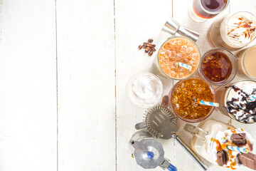  Set of iced coffee drinks