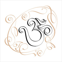 Aum (Om) The Holy Motif Ink Pen Style M_2204001