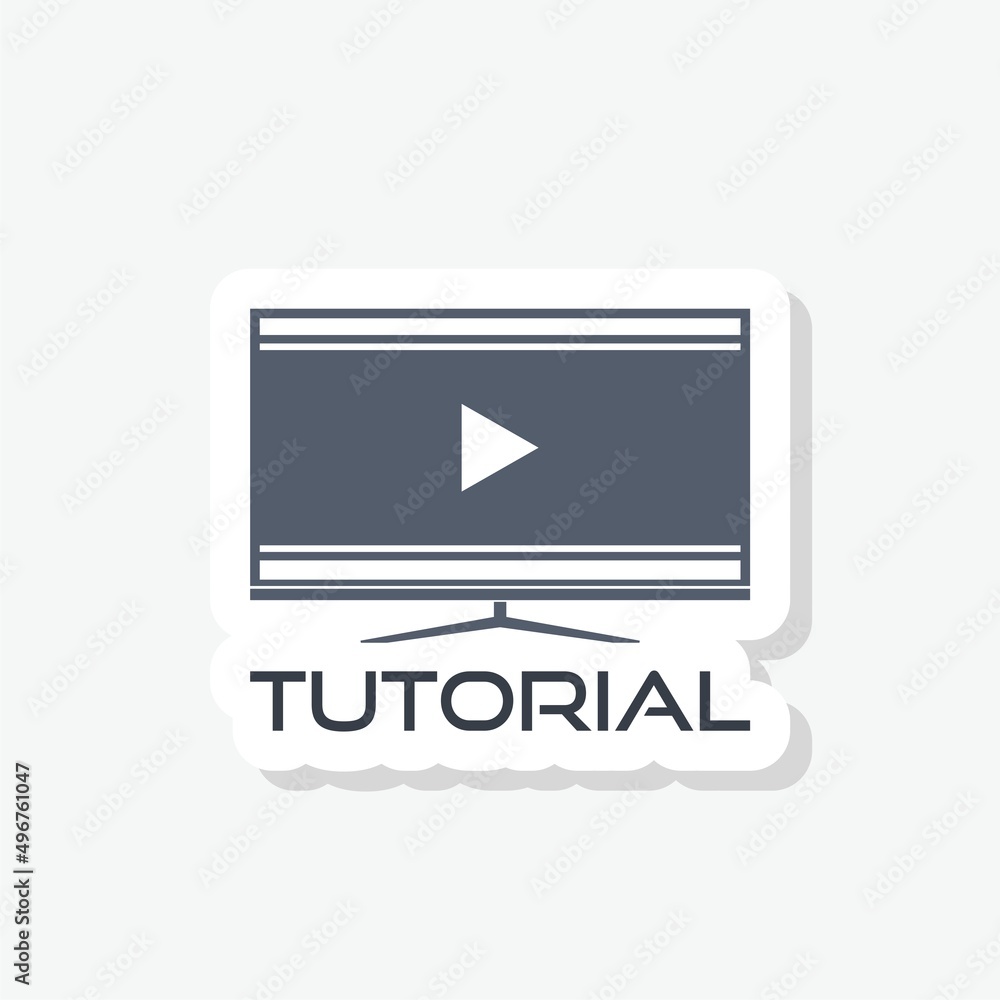 Sticker Tutorial icon sticker isolated on white background