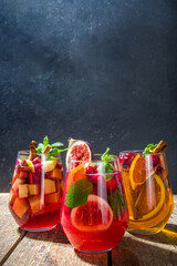Traditional autumn drink hot spicy sangria