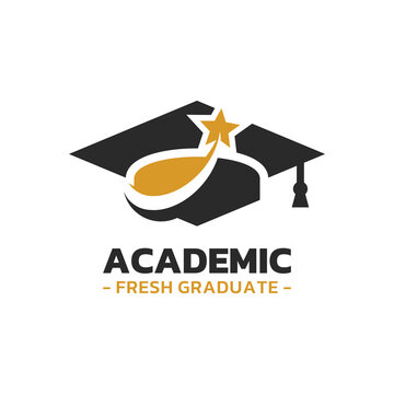 Graduate hat and star logo vector. Success student logo template design concept.