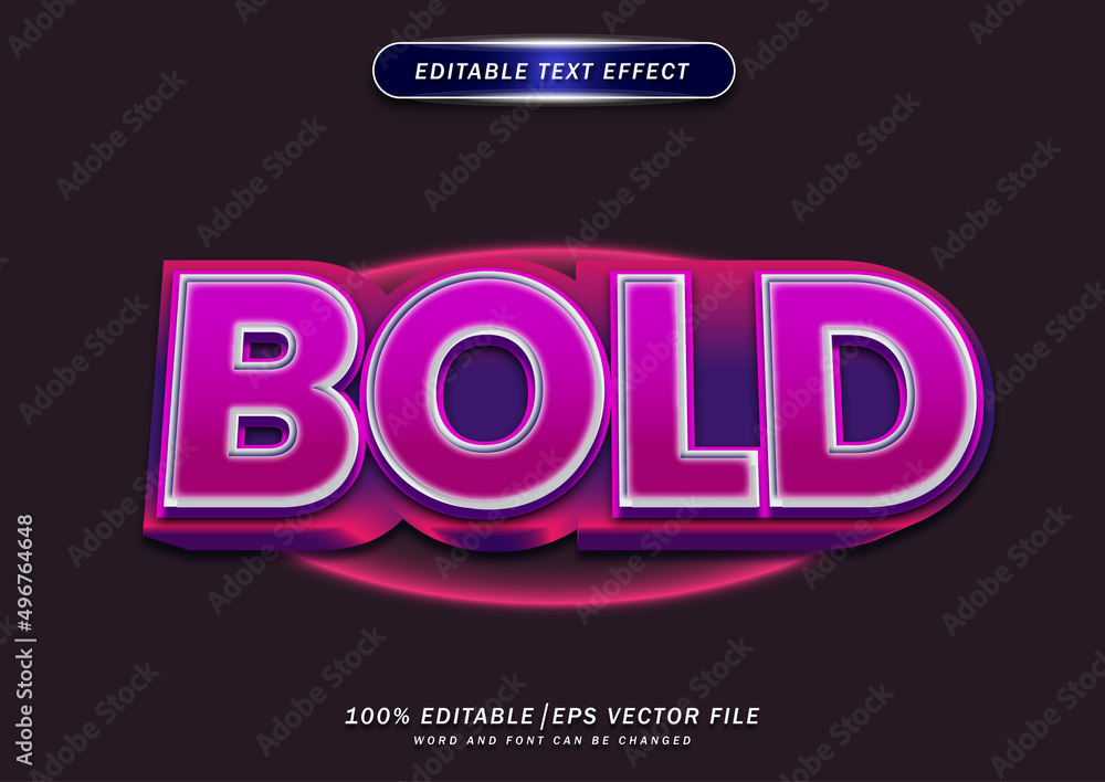 Poster 3d bold text effect. editable font and effect. neon font style.