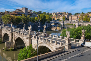 Fototapeta na wymiar Rome Cityscape With Ponte St Angelo