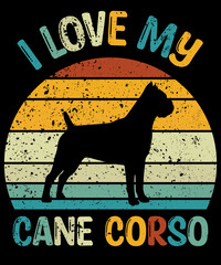 Cane Corso T-Shirt / Retro Vintage Cane Corso Tshirt / Black Dog Silhouette Gift for Cane Corso Lovers / Funny Cane Corso Unisex Tee
