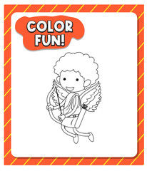 Worksheets template with color fun! text and angel outline