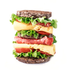 Delicious sandwich with ham and chesse