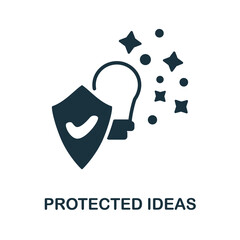 Protected Ideas icon. Monochrome simple Protected Ideas icon for templates, web design and infographics