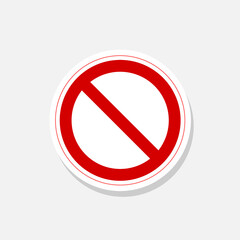 No symbol icon. Prohibition red stop sign sticker
