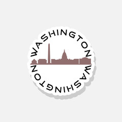 Washington circle icon sticker isolated on white