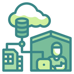 cloud blue line icon