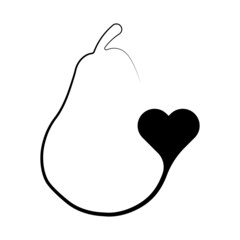 Pear with heart vector icon. Vector logo for a healthy diet. Abstract icon of a heart connected to a pear. Vector illustration.
