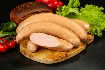 Natural meat sausages with minced meat