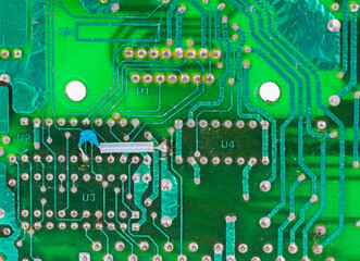 Electronic motherboard, isometric processor microchip