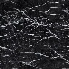 Fotobehang Contrast dark marble texture with white pattern. Seamless square background, tile ready. © Dmytro Synelnychenko