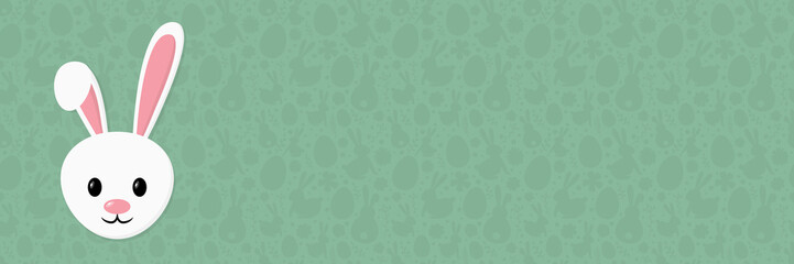Easter background with cute bunny. Banner with copyspace. Vector