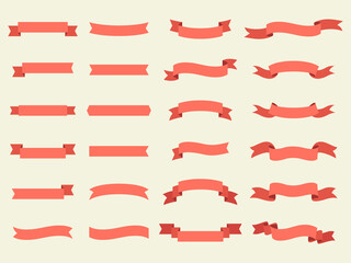 Vector illustration set of red ribbons.