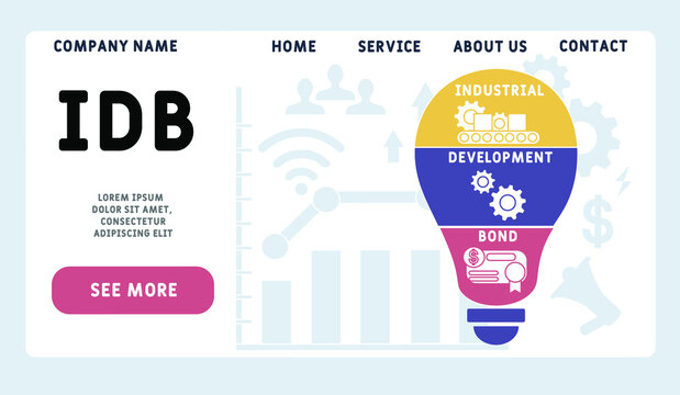 IDB - Industrial Development Bond acronym. business concept background.  vector illustration concept with keywords and icons. lettering illustration with icons for web banner, flyer, landing pag