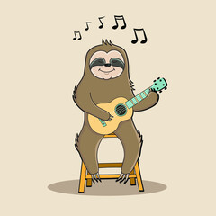 Naklejka premium cute sloth singing vector illustration 