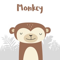 Monkey. Fun, cartoon style illustration