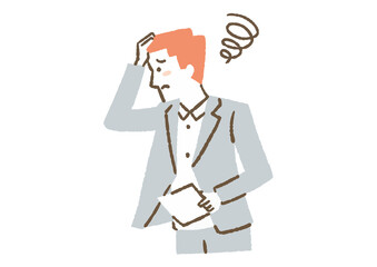 プレゼン中に頭が回らなくなる男性_色