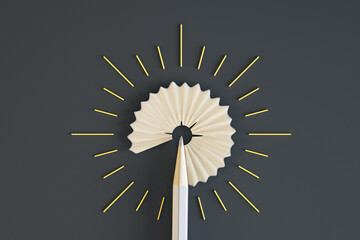 Abstract pencil question mark on gray background. Answer and education concept. 3D Rendering.