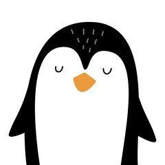 Penguin. Fun vector illustration in a cartoon style, isolated