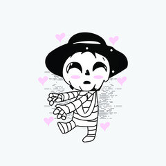 cute boo running illlustration 