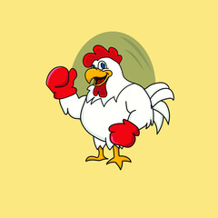 happy chicken fighter illustration 