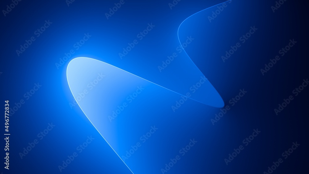 Sticker 3d render, abstract blue background with glowing neon light. dark wall illuminated with led lamp. mi