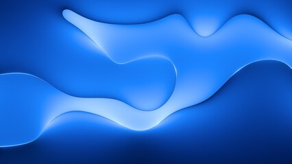 3d render, abstract blue background. Minimal wallpaper with wavy lines and liquid shapes