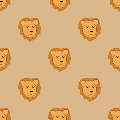 Lion seamless pattern background. Animal background concept. Vector.