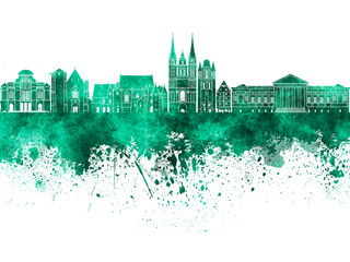 Fototapeta premium Angers skyline in watercolor background